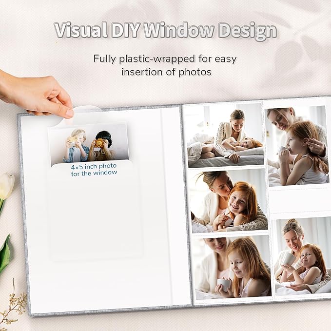 Artfeel Photo Album 4x6 with 1000 Pockets,Slip-in Picture Albums,Linen Cover Memory Book with Front Window,White Page Vertical Photo Book for Wedding,Family,Anniversare,Baby,Vacation - Image 2