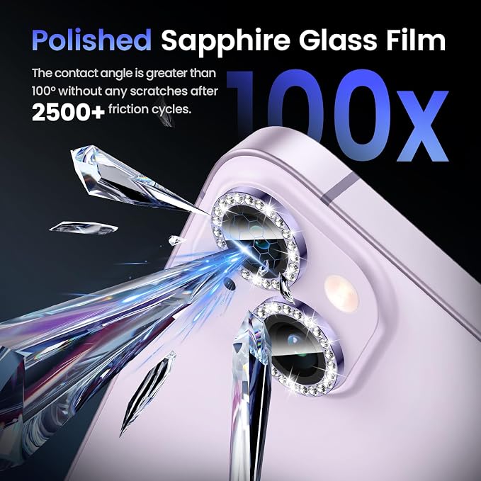 Tensea for iPhone 14/14 Plus Camera Lens Protector Bling, Camera Cover | 9H Tempered Glass Camera Screen Protector, Metal Individual Ring for iPhone14 6.1inch/ 14Plus 6.7inch, HD Clear, Easy Install - Image 5