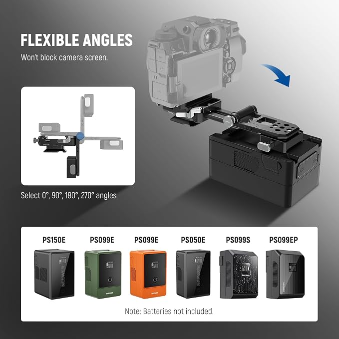 NEEWER V Mount Battery Plate, Modular V Lock Adapter with Arca Type QR Plate, Portable Charger Holder PS099E Compatible with DJI RS4 RS3 Gimbal Camera Cage Video Rig Accessories, PS017B - Image 4