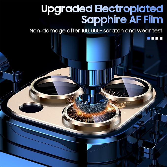 Uyiton for iPhone 15 Pro/iPhone 15 Pro Max Camera Lens Protector | Not Easy to Break, Strong Adsorption, Case-Friendly, Metal 9H Sapphire Glass Rear Camera Screen Cover, Gold Titanium - Image 6