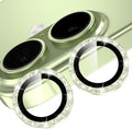 YWXTW Camera Lens Protector for iPhone 17, Individual Bling Glitter Metal Ring Tempered Glass Camera Screen Protector for iPhone 17 Accessories, Case Friendly (Glitter Green) by YWXTW