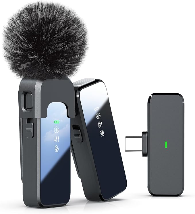 Rythflo Wireless Lavalier Microphone for iPhone 17/16/15 & Android, USB-C | 18H Battery Life, Noise Cancellation, 100ft Transmission Range, USB-C Wireless Lapel Microphone for Video Recording, Vlogging by Rythflo
