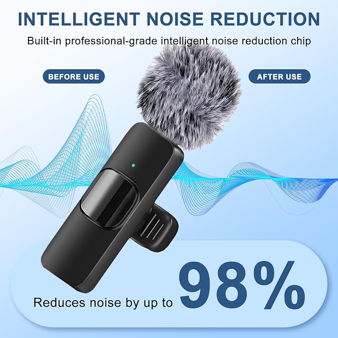 Labstandard 3-in-1 Wireless Lavalier Microphone for iPhone & Android - Studio Quality Sound with Noise Cancel, Plug & Play Mini Mic for Recording, Vlogging & Live Streaming - Image 3