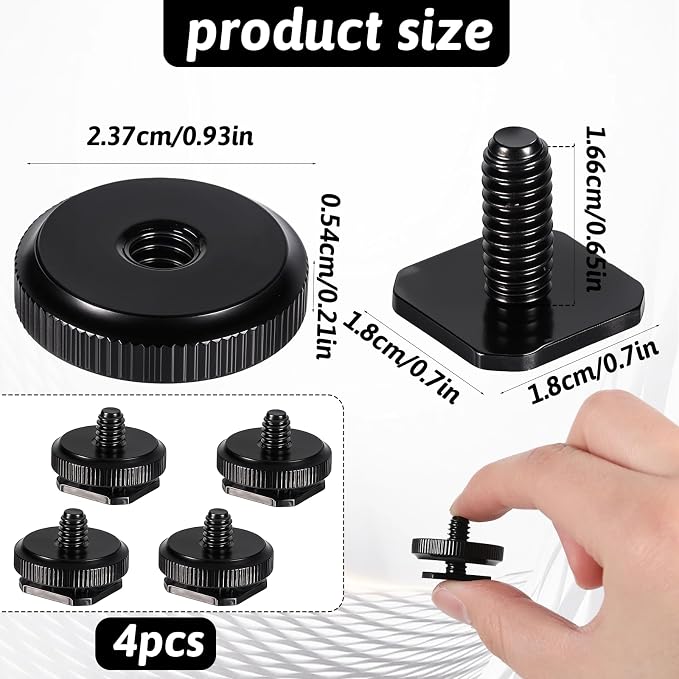 4 Pcs 1/4 Inch Camera Adapter Screws, Compatible with Versatile Flash Hot Shoe Mounts for DSLR Camera Rigs, Tripods, Mounting Accessories - Image 3