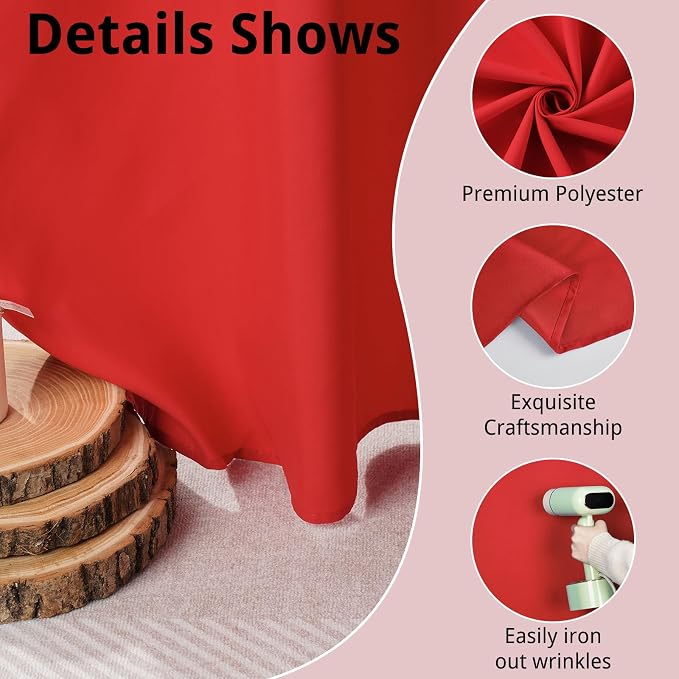 10x10FT Red Backdrop Curtains for Parties, 5x10FT 2 Panels | Wrinkle Resistant Fabric Drapes for Photography Birthday Wedding Background Decorations Easy Hang Multipurpose Use - Image 2