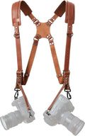 Padwa Lifestyle Tan Dual Camera Harness Strap for Two-Cameras - Dual Shoulder Full Grain Leather Harness,Multi Double Camera Gear for DSLR/SLR Strap,Double Camera Harness for Photographers by PadwaLifestyleCameraStrap
