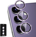 for Samsung Galaxy S23 FE Camera Lens Protector, Individual Metal Ring Tempered Glass Lens Cover, [Strong Adsorption] Scratch Resistant Ultra-Thin HD Clear Lens Cover, 1 Set-Purple Sparkly by Btscase