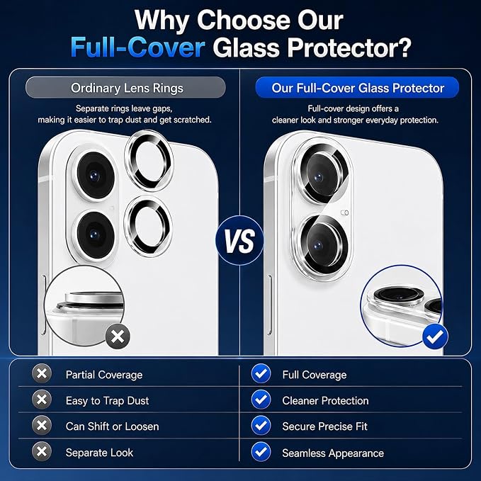 Camera Lens Protector for iPhone 17-3 Pack | 9H Tempered Glass, HD Clear, Scratch Resistant, Camera Cover Accessories, Case Friendly, Not Affect Night Shots - Image 2