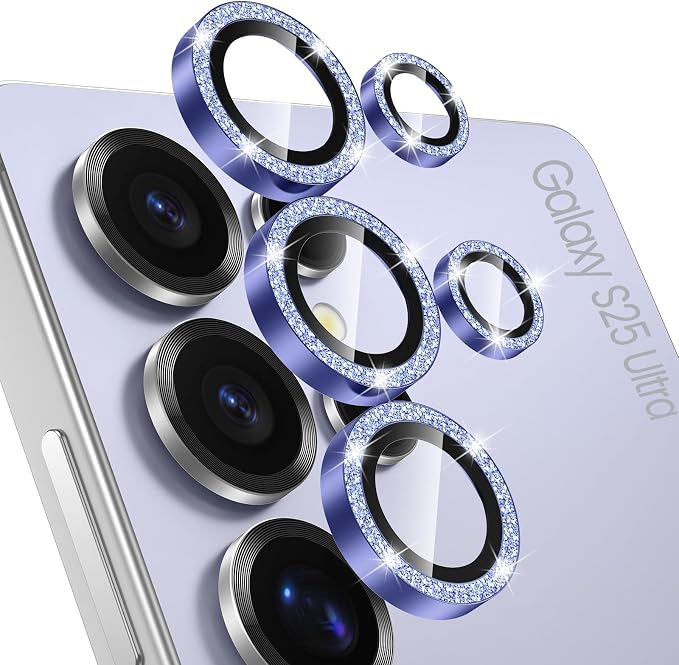 Tensea Compatible with Samsung Galaxy S25 Ultra Camera Lens Protector | 9H Tempered Glass Camera Cover Screen Protector Metal Individual Ring [Installation Tray][Case Friendly] by Tensea