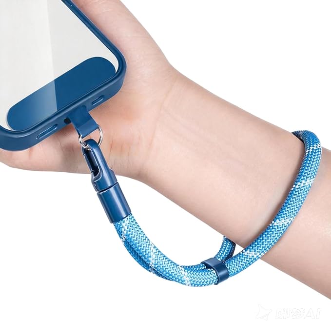 Phone Wrist Strap Lanyard Hand Universal Adjustable Phone Finger Grip Wristlet with Patche Tether Anti Theft for iPhone 16 Pro Max 15 14 Charms for Keychain USB Flash Drive Wallet ID Tag Blue-White - Image 5