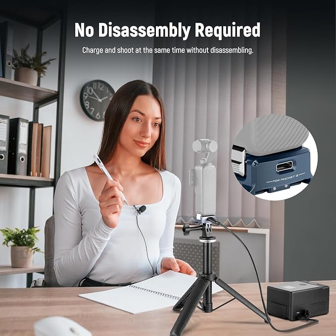 NEEWER Charging Adapter Base Compatible with DJI Osmo Pocket 4 & Pocket 3, Type C Charging, 1/4" Thread Arca Type Dovetail, Magnetic Folding Fingers for Tripod & Action Camera Mount Accessories, AC018 - Image 4
