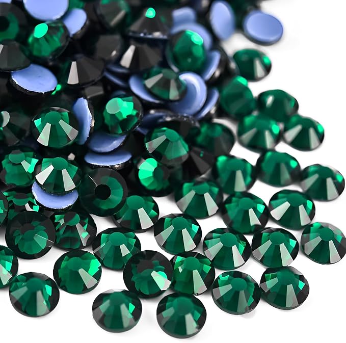 Jollin Hotfix Rhinestones Flatback Crystal Gems 3.2mm SS12, Dark Green | 1440pcs Hot Fix Crystals Glass Rhinestones for Bedazzling, Crafting, Clothes, Shoes & Accessories DIY Decoration by Jollin