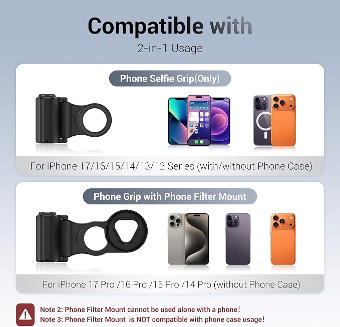 67mm Variable ND2-128 ND Filter Mount Kit with Magnetic Phone Camera Grip & EVA Storage Bag for iPhone 17 Air 16 15 14 Pro(NOT for Pro Max),Neutral Density Lens Attachment Adapter Set for Photography - Image 3