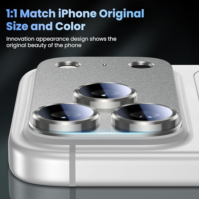 Uyiton for iPhone 17 Pro Camera Lens Protector, Metal Frame Glass Cover | Not Easy to Break, Strong Adsorption, Case-Friendly, Metal 9H Sapphire Glass Rear Camera Cover, Natural Titanium, 2 Pack - Image 6