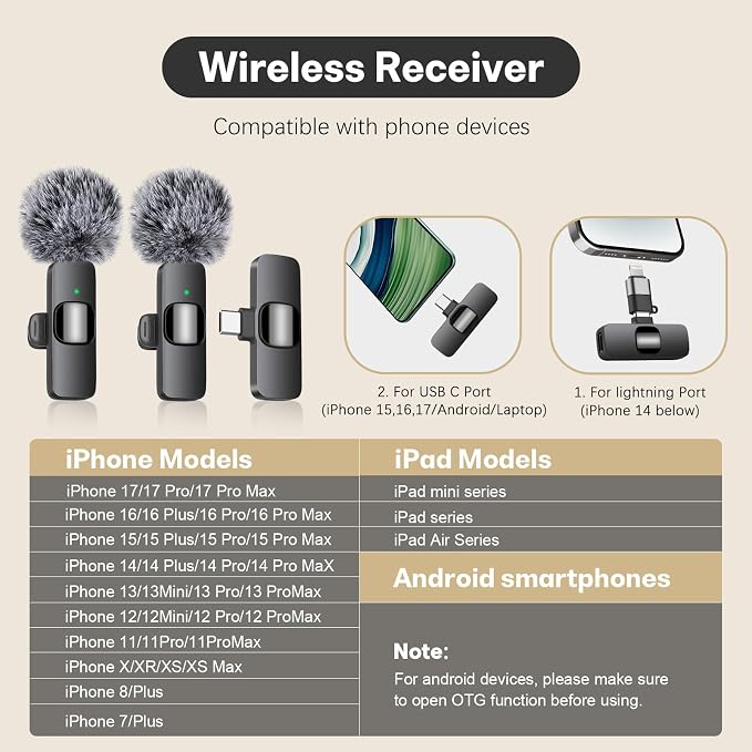 MAYBESTA Wireless Lavalier Microphone for iPhone & Android Phone - Lapel Mini Microphones for Audio Video Recording - 2 Clip on Content Creator Mics for Tiktok YouTube Vlog - Image 2