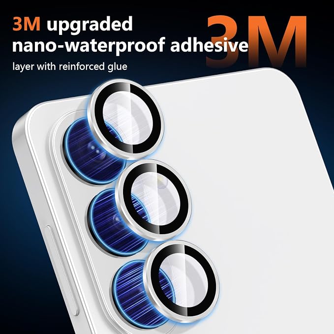 for Samsung Galaxy S26 Plus Camera Lens Protector, Individual Metal Ring Tempered Glass Lens Cover, [Strong Adsorption] Scratch Resistant Ultra-Thin HD Clear Lens Cover, Titanium Silver Ring - Image 4