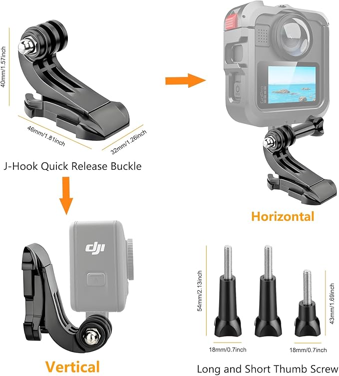 Helmet Mount for GoPro Go Pro, Curved Flat Adhesive Sticky Mounts, Quick Release Buckle, Tripod Adapter, Hero 13 12 11 10 9 8 7 6 5 4 3 2 1 Max Insta 360 DJI Osmo Action Camera Accessories Kit - Image 5