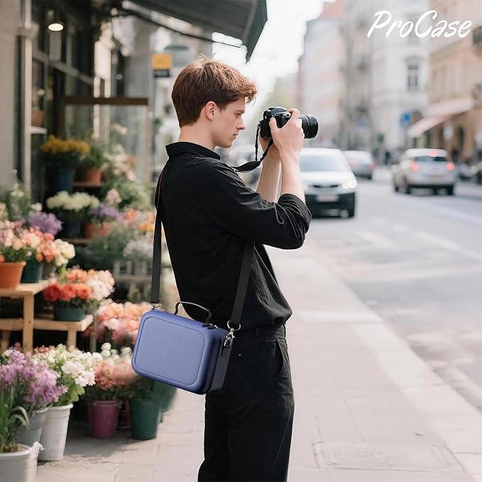 ProCase Hard Shell Camera Case for Canon Rebel T7 -Navy | Soft Padded Bag with 1 Shoulder Strap and 3 Adjustable Dividers for Digital Camera EOS R100/R50/DSLR/SLR/Nikon/Sony - Image 2