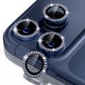 Misea Compatible for iPhone 17 Pro/iPhone 17 Pro Max Camera Lens Protector | 9H Tempered Glass Ultra HD Bling Camera Screen Protector Cover Metal Individual Ring Accessories, Deep Blue Diamond by Misea