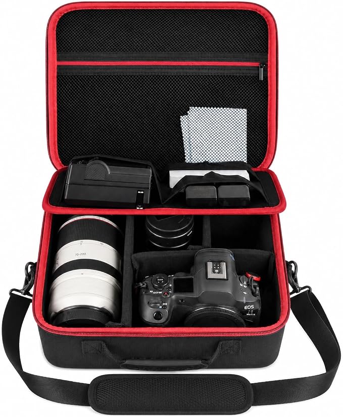 Camera Case for Canon/for Sony/for Nikon DSLR SLR Cameras, Large Capacity | EOS Rebel T7/R50/R6 Mark II/R100,Alpha 7 IV/ZV-E10/A6400/A6700/A6100,D7500,Lens/ Battery/Tripod Bag, Shoulder Strap, Box Only by Casmilee