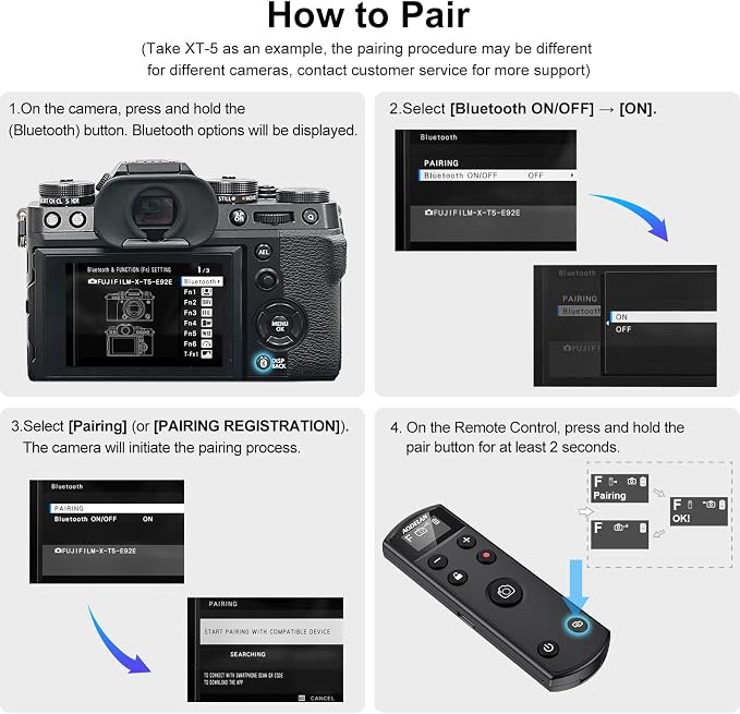 for Fujifilm Camera Rechargeable Shutter Release, Wireless Remote Control | Compatible with Fuji X-T30 II,X-S10,X-H2,X-H2S,X-T3,X-T4,X-T5,X-S20,X-T30,X-T50,X-M5,X100VI,X-E5,X Half - Image 8