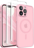 CAPRARO for iPhone 13 Pro Max Case, Compatible with MagSafe | Upgraded [Full Camera Protection] Shockproof Protective Slim Translucent Matte Magnetic Phone Case 6.7'', Peach Pink by CAPRARO