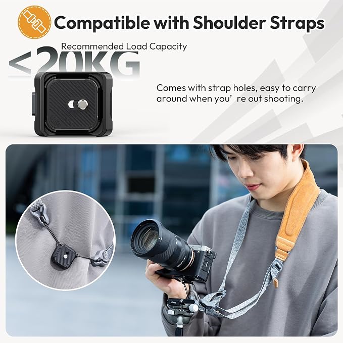 ULANZI UKA01 Camera Quick Release Plate, Tripod Mount Camera Adapter Kit | Quick Release with 1/4''-3/8" Screw for Gimbals, Sliders, DSLR, Tripods DJI Sony& 38mm Arca-Swiss Max Load 20kg(Base & Plate) - Image 4