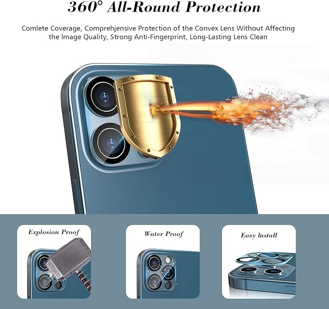 imluckies Camera Lens Protector for iPhone 12 Pro Max 6.7" Tempered Glass, HD Clear & 9H Hardness, Case-Friendly, Scratch Resistant, Easy Installation[3 Pack] - Image 5