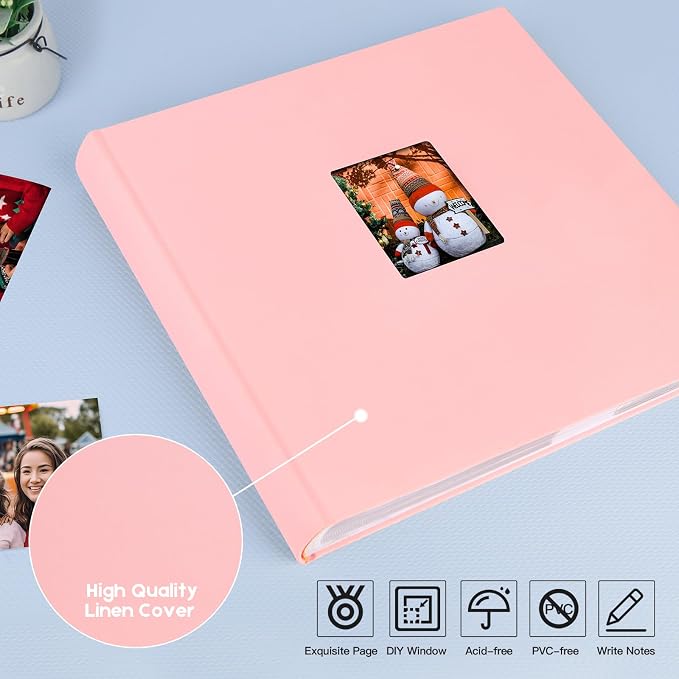 600 Pocket 4x6 Photo Album with Writing Space, Linen Cover, Pink | Large Capacity, 4x6 Album Book, with Memo for Family, Wedding Baby, Travel Memories Graduation Pictures - Image 5