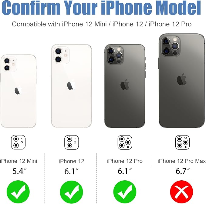 AGVEE 3+3 6 Pack for iPhone 12 & Mini & Pro Camera Lens Protector Cover | Individual Bling Diamond & Bling Glitter Sparkle Cute Gem Metal Ring, 9H Tempered HD Glass - Image 2