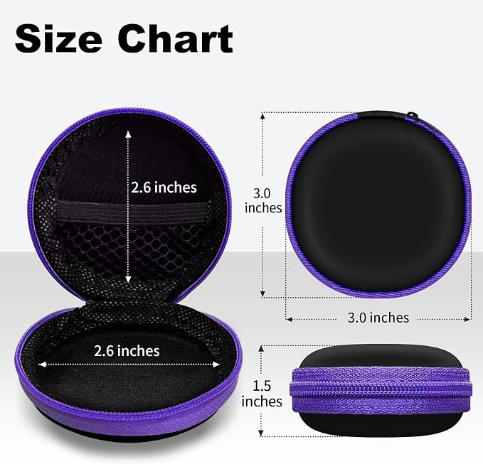 Round Earbud Case Portable EVA Carrying Case Storage Bag Cell Phone Accessories Organizer with Carabiner for Earphone, Earbud, Earpieces, SD Memory Card, Camera Chips,Black - Image 4