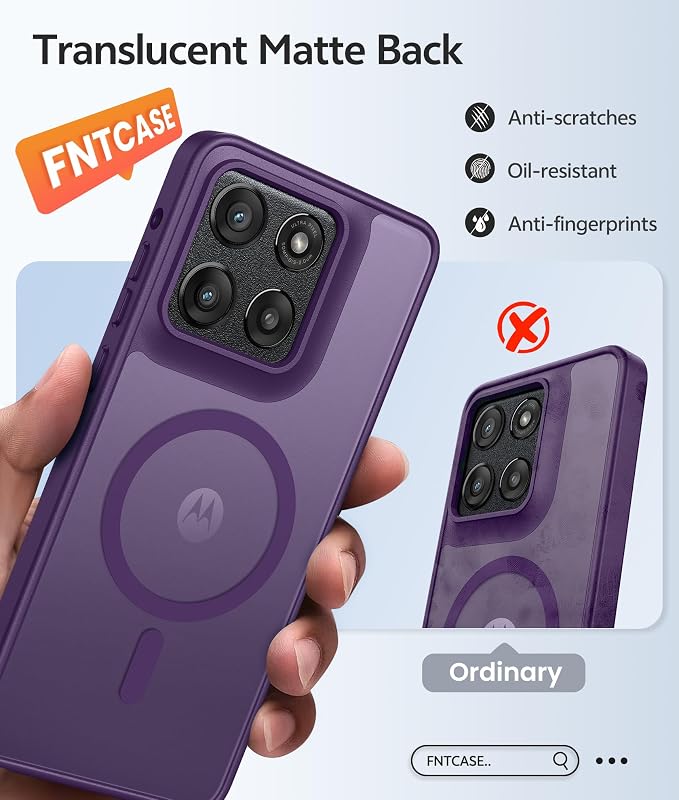FNTCASE for Moto G Stylus 2026/2025 Case, Fit for Magsafe, Screen Protector | Translucent Matte Magnetic Back, 14FT Military Grade Drop Protection, Shockproof Protective Phone Cover, Purple - Image 6