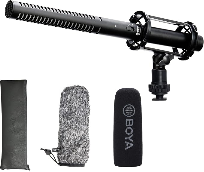 BOYA XLR Microphone, Shotgun Microphone BY-BM6060 with Shockmount Windscreen Mic for Camera DSLR External Condenser Professional Microphones for Video Interview ENG Film by BOYA