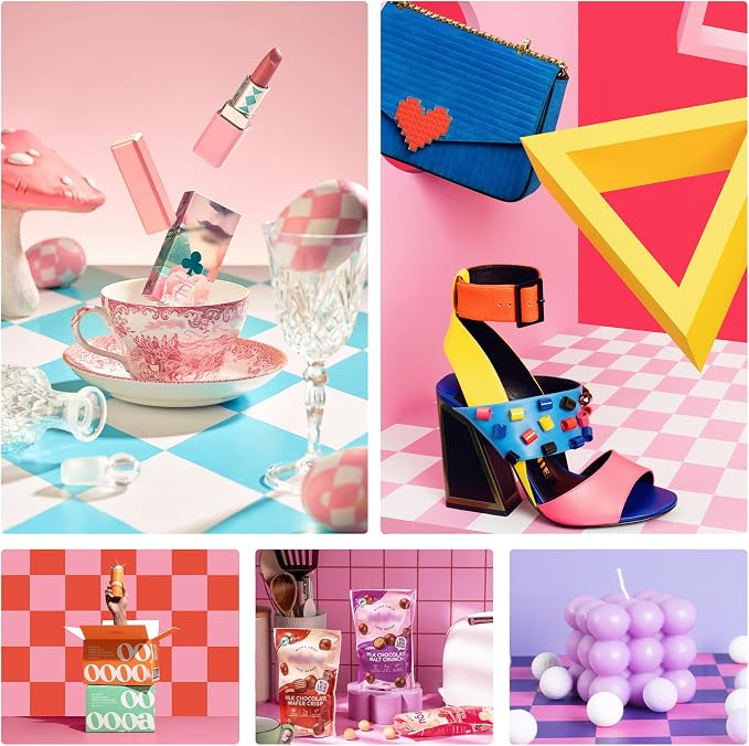 Meking 9Pcs 18Patterns Product Photography Backdrops Photo Backdrop Boards | Colourful Grid Photoshoot Background for Jewelry,Cosmetic,Makeup and Other Small Product Photography (16.5X11 inch) - Image 2