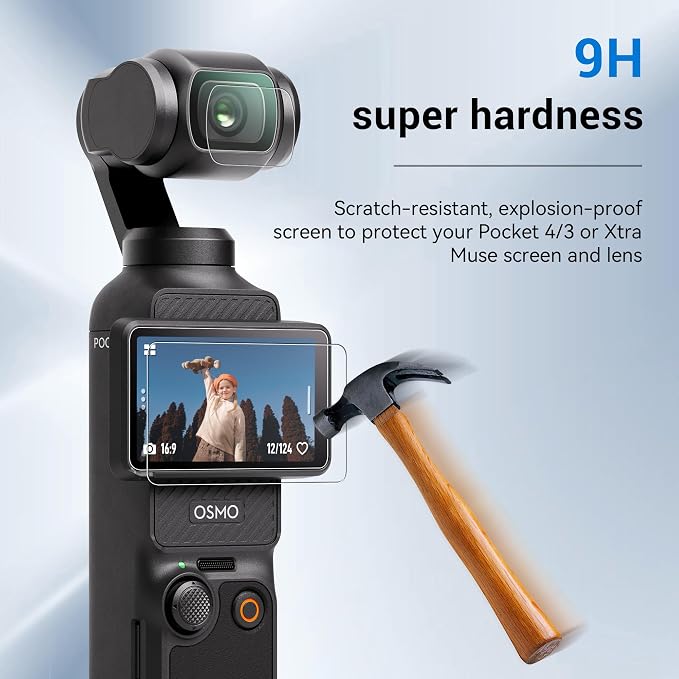 CYNOVA Screen Protector for DJI Osmo Pocket 4 / Osmo Pocket 3 Accessories | Pocket 3 /4 Lens Protector for Osmo Pocket 3/4 /Xtra Muse with Tempered Glass LCD Display Film, Ultra HD, 9H Hardness - Image 3