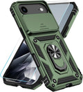 SunStory Phone Case for iPhone Air Case with HD Screen Protector & Slide Camera Cover & Rotated Ring Kickstand, [Military-Grade] Phone Case for iPhone 17 Air, Army Green by SunStory