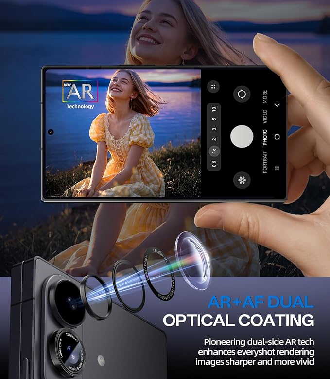 HelloDeere for Samsung Galaxy Z Fold 8 Camera Lens Protector, Military-Grade 9H+ Tempered Glass with AR Optical Tech HD Anti-Glare Anti-Scratch Metal Individual Ring Easy Install Case Friendly, Black - Image 4