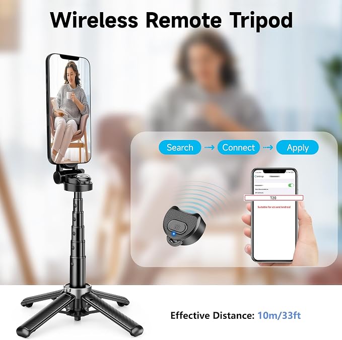 2026 5-in-1 Magnetic Selfie Stick with Remote, 16 inches | 360° Rotation, Transforms into Mini Tripod/Camera Grip/Handheld Stabilizer/Phone Stand, For Cell Phone - Image 8