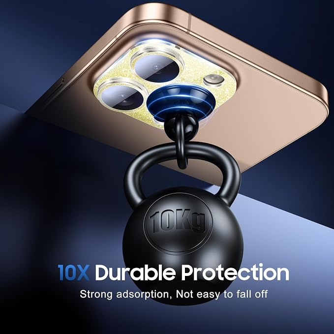 UniqueMe for Phone 16 Pro/16 Pro Max Camera Lens Protector - Glitter Gold | 3 Pack-Drop Protection,Case Friendly,9H Tempered Glass,Camera Cover Screen,Update New Version - Image 2