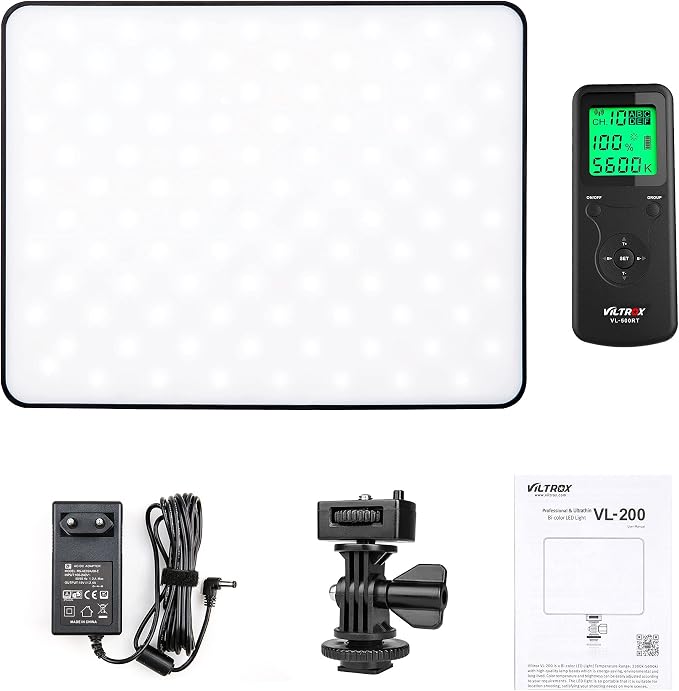 VILTROX VL-200T Bi-Color Dimmable LED Video Light with Remote Wireless Control,Ultra Thin 3300-5600K CRI95+ Studio Photography Panel for Photography TikTok YouTube Twitch Live Streaming Zoom Meeting - Image 8