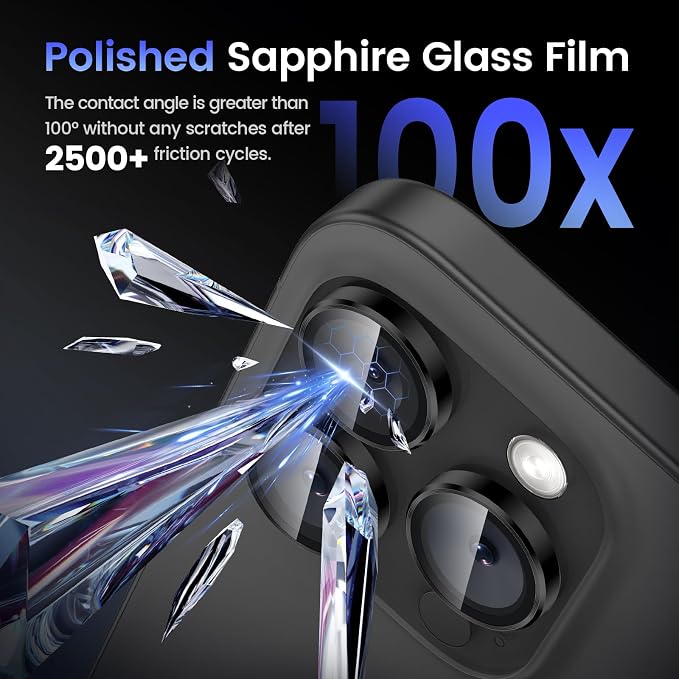 Tensea Camera Lens Protector for iPhone 16 Pro Max/16 Pro/15 Pro Max/15 Pro | Metal Aluminum Alloy Tempered Glass Cover Camera Screen Protector Accessories, Case Friendly - Image 6