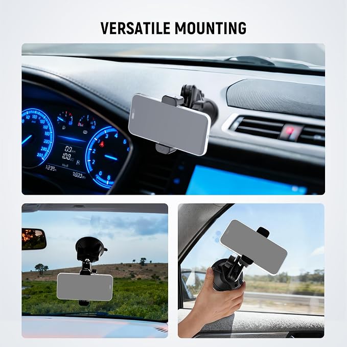 NEEWER Phone Holder for Your Car, 360° Rotating Vacuum Suction Cup Metal Cell Phone Mount Magic Arm Compatible with iPhone Samsung for UTV Windshield Skylight Glass Navigation Video Recording, PA136 - Image 7