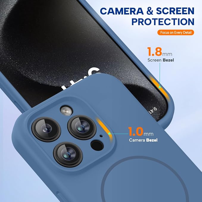 Miracase Magnetic for iPhone 15 Pro Case, Silicone, Soft Microfiber Lining - Image 4