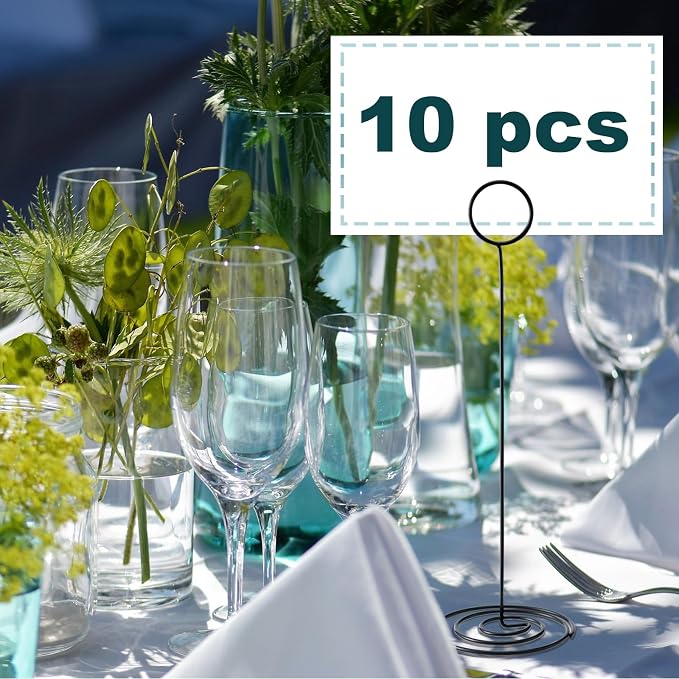 Table Number Holders, 10PCS Place Card Holder, Photo Holder (8.7" Black) | Picture Holder, Cards Stand Name Menu Clips, Large Size Table Sign Card Holder for Centerpieces Wedding Birthday Party - Image 3