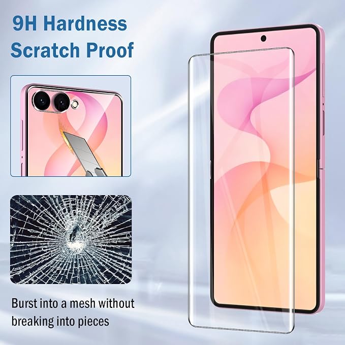 2+2 Pack Soft Flexible TPU Film Screen Protector for Samsung Galaxy Z Flip 8/Z Flip8 & Front Tempered Glass Screen Protector, HD Clear,Support Fingerprint Unlock,with Easy Installation Alignment Tool - Image 4