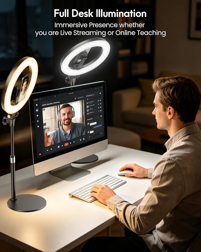 Upgrade 10.5" Ring Light for Desk with Magnetic Phone Holder for Computer | 30 Light Modes, Zoom Lighting for Computer, Desk Light for Video Conference, Circle Light for Video Recording, Streaming - Image 8