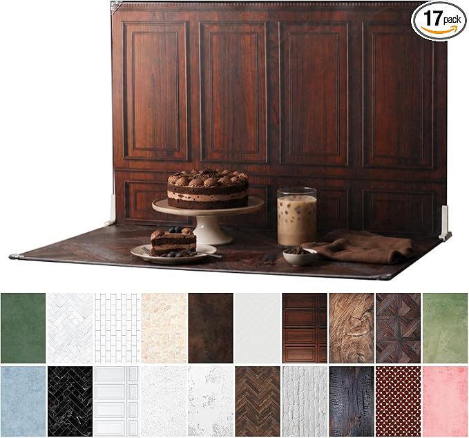 23 x 35 in Product Photography Backdrops, 10 Sheets, 20 Patterns | Double-Sided, Water-Resistant Backdrops for Food, Jewelry, Cosmetics, Crafts, Flat Lays and Content Creation by MDAOCRY