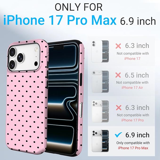 TPU Phone Case for iPhone 17 Pro Max, MagSafe Wireless Charging Compatible, Shockproof Slim Fit Protective Cover with Anti-Yellowing & Raised Camera Protection (Polka dot 4, iPhone 17 Pro Max(6.9")) - Image 2
