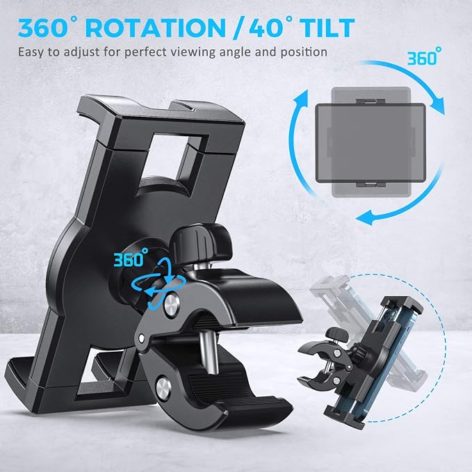 KDD Spin Bike Tablet Holder Mount, Phone iPad Holder Stand Exercise Bike Handlebar Mount for Stationary Bicycle, Treadmill, Microphone Stand, Fit for iPad Pro 12.9, Galaxy Tabs, iPhone(4.7-13”) - Image 6