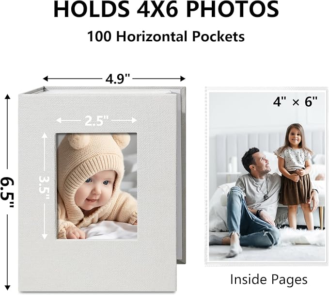 Vienrose Small Photo Album 4x6 Slip-in Picture Album 50 Pages Holds 100 Photos, Portable Photo Book 4x6 for Wedding Family Baby Travel Grey | Portable Design Photo Book, Memory Book, Wedding Family Baby Travel, Easy To Carry - Image 2